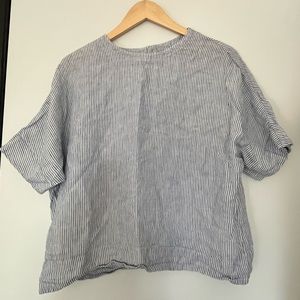 MUJI Linen Boxy Tee, pinstripes